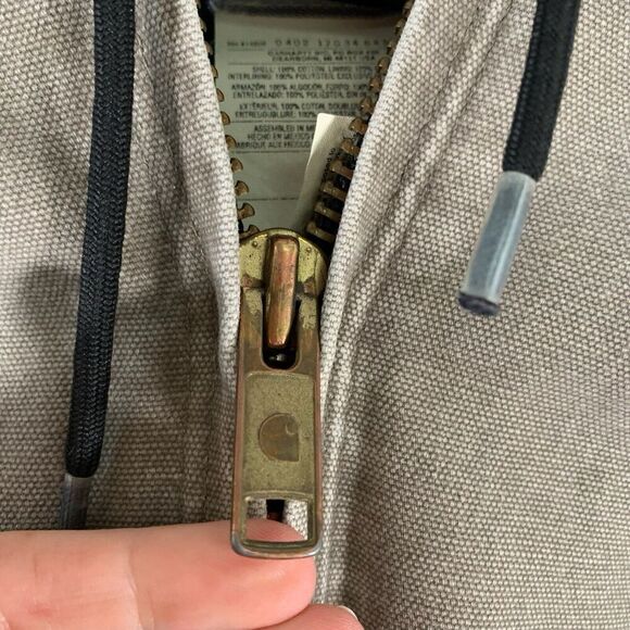 Carhartt Jacket Men's XXL Tall Grey Full Zip Fleece Lined Drawstring Pockets - Picture 5 of 16